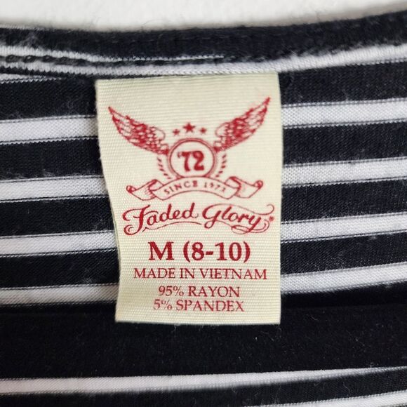 Faded Glory Mini Dress Striped Faux Wrap Dress size M - Picture 2 of 12